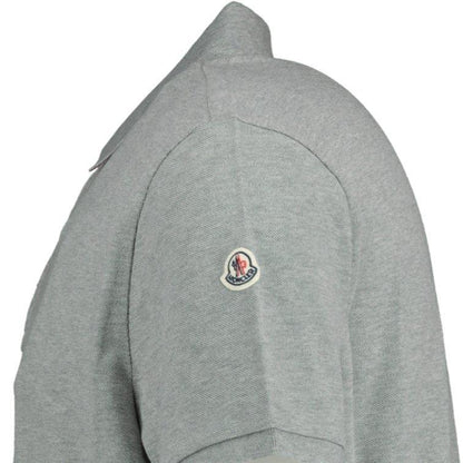 Moncler Stripe Collar Cotton Polo T-Shirt Grey