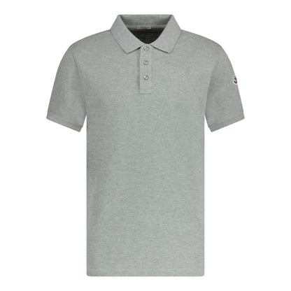 Moncler Stripe Collar Cotton Polo T-Shirt Grey