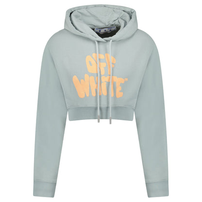 Off-White 70's Type Logo Crop Sweatshirt Grey