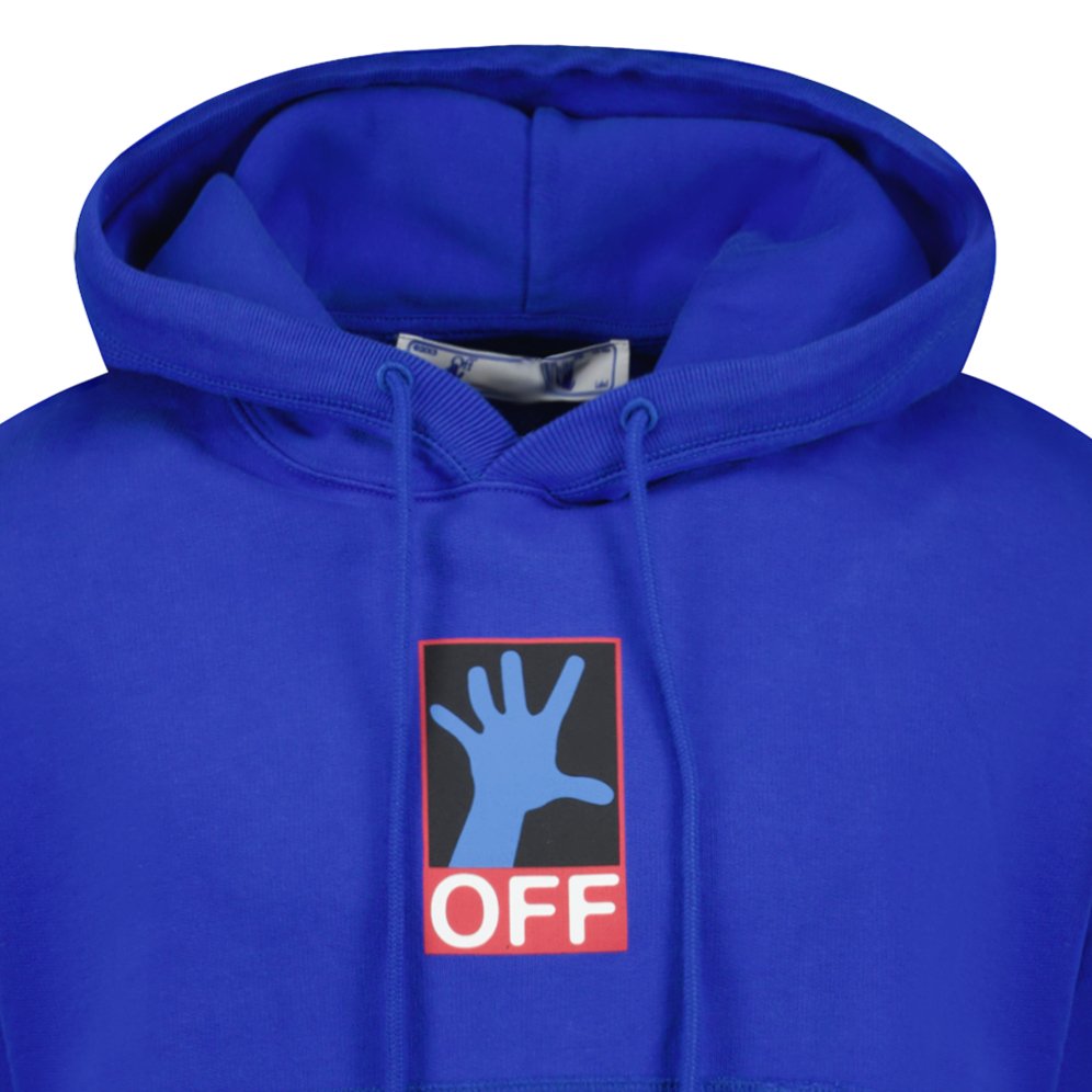Off-White '90'S Hand Over' Logo Hoodie Blue