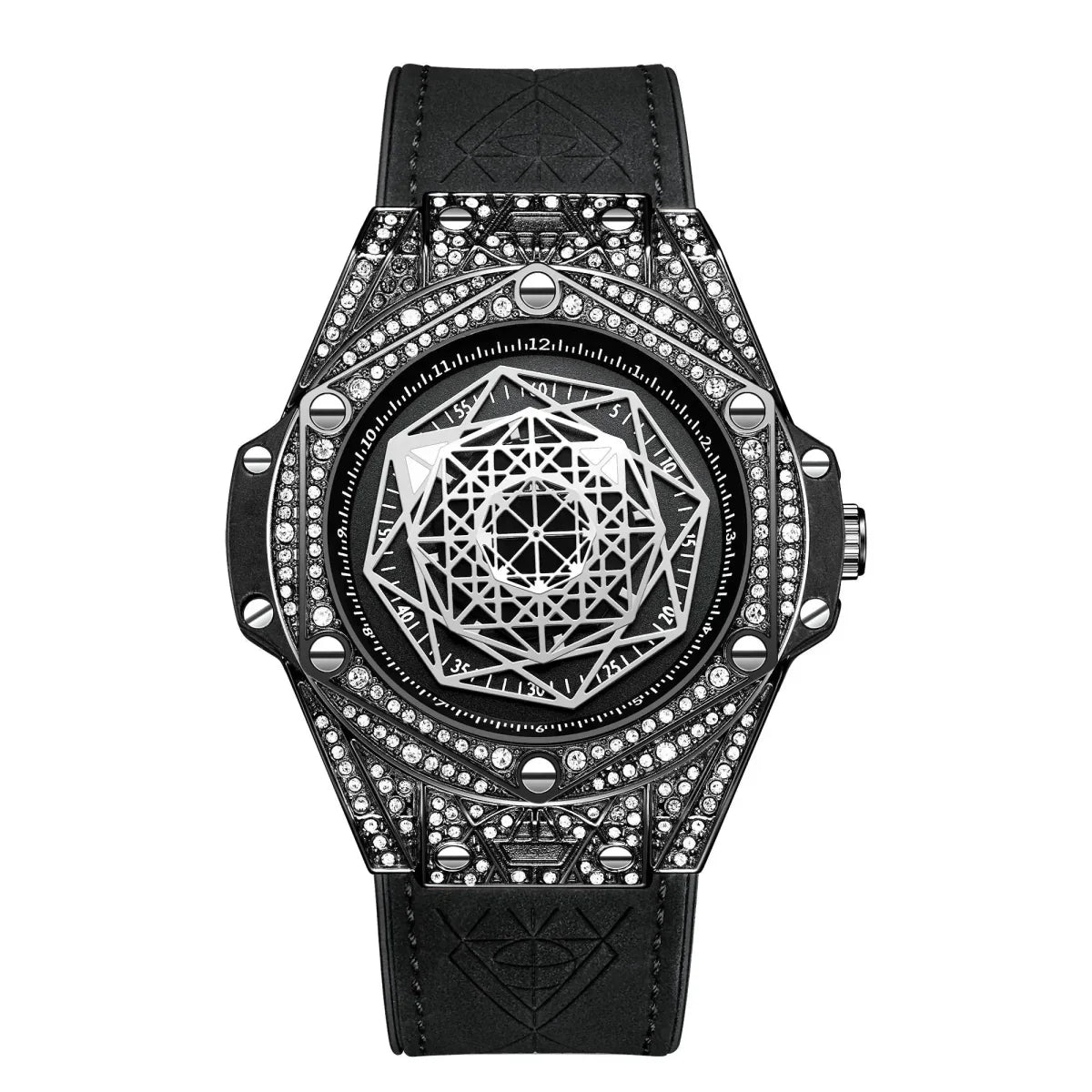 ONOLA Waterproof Sports Watch for Men - Quartz Diamond Clock with Leather Belt