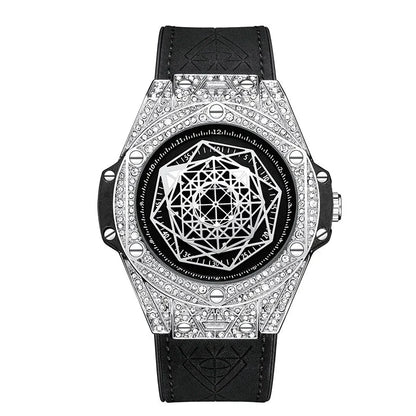 ONOLA Waterproof Sports Watch for Men - Quartz Diamond Clock with Leather Belt