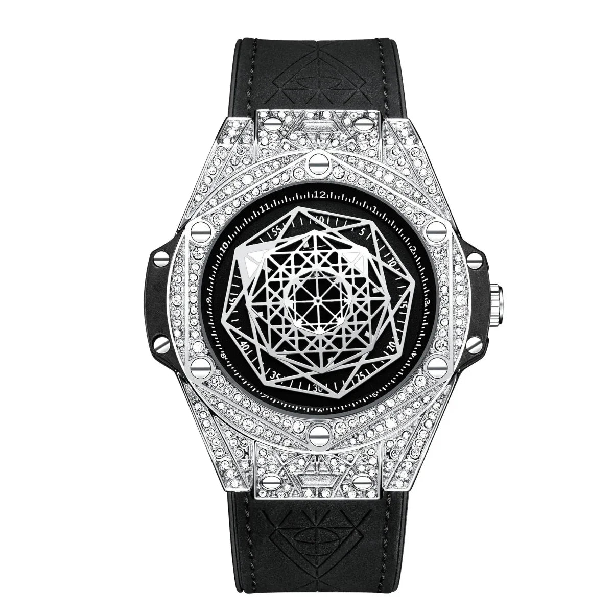 ONOLA Waterproof Sports Watch for Men - Quartz Diamond Clock with Leather Belt