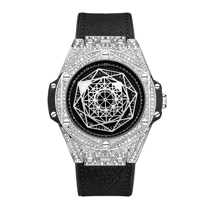 ONOLA Waterproof Sports Watch for Men - Quartz Diamond Clock with Leather Belt