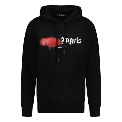 Palm Angels Tokyo Sprayed Logo Hooded Sweatshirt Black