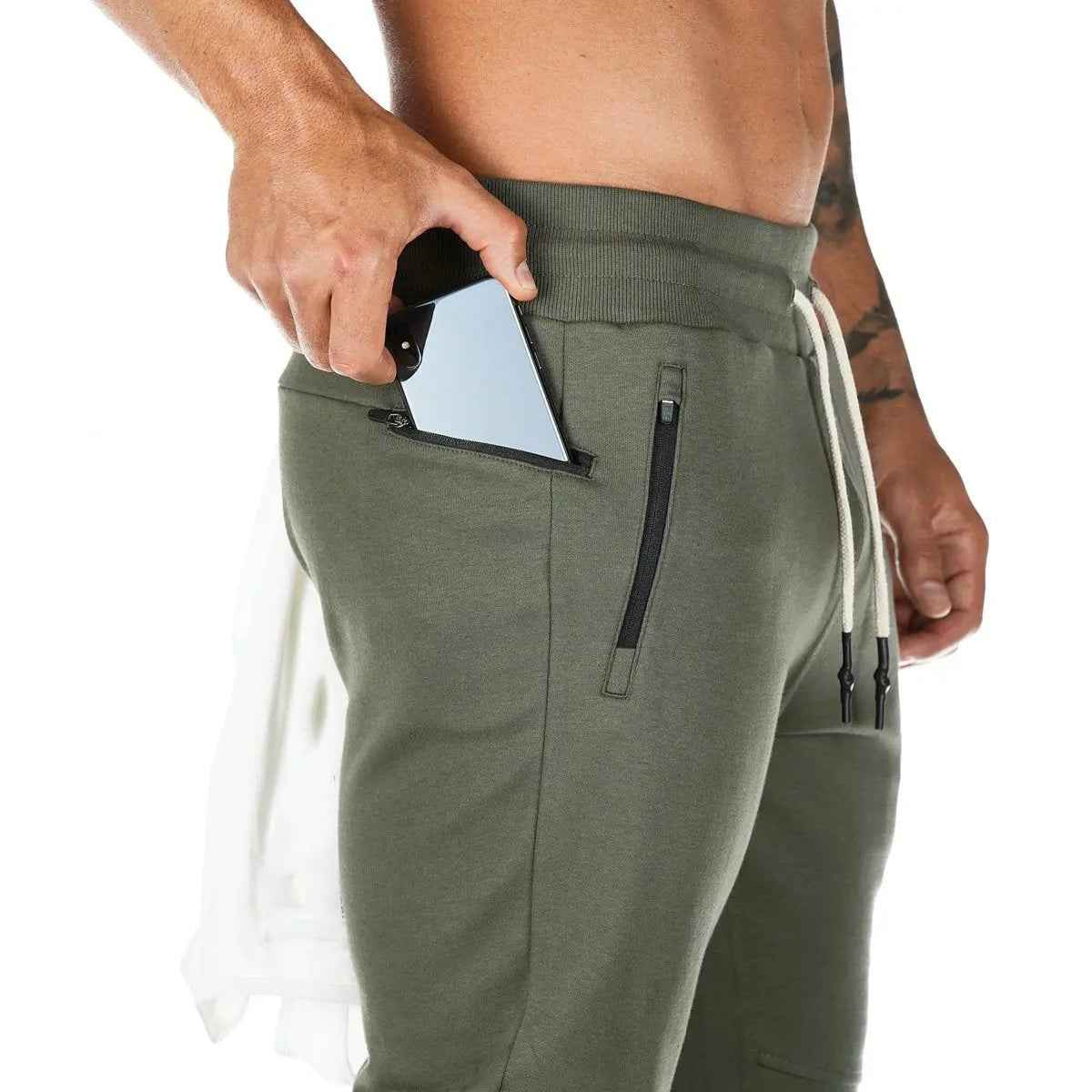Plus size Jogger Pants Workout Gym sweat trouser Side Zipper Pockets Slim Fit trousers for men