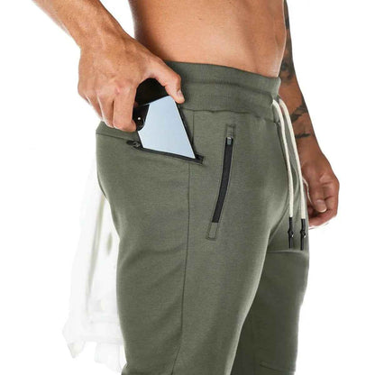 Plus size Jogger Pants Workout Gym sweat trouser Side Zipper Pockets Slim Fit trousers for men