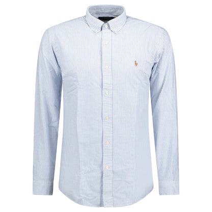 Polo Ralph Lauren Custom Fit Striped Stretch Oxford Shirt Blue & White