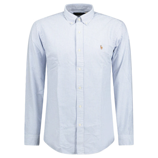 Polo Ralph Lauren Custom Fit Striped Stretch Oxford Shirt Blue & White