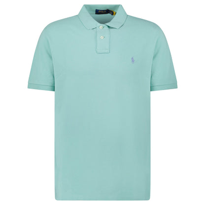 Polo Ralph Lauren Cotton Mesh Custom Slim Fit Polo Shirt in Celadon