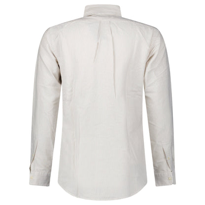 Polo Ralph Lauren Striped Long Sleeve Sport Shirt in White/Beige