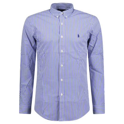 Polo Ralph Lauren Slim Fit Stripe Stretch Oxford Shirt Blue & White