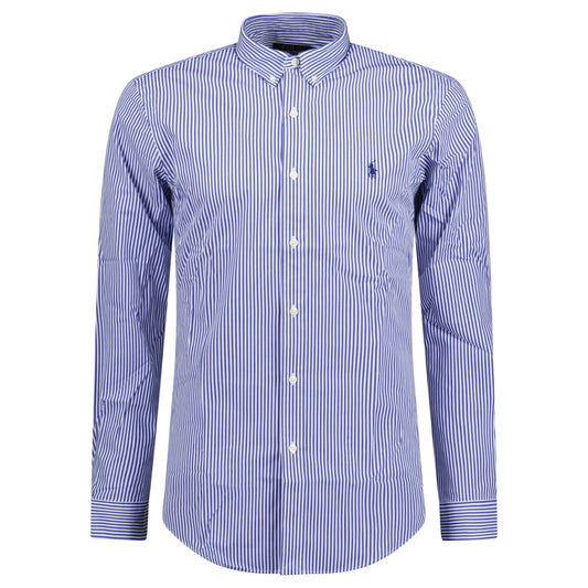 Polo Ralph Lauren Slim Fit Stripe Stretch Oxford Shirt Blue & White