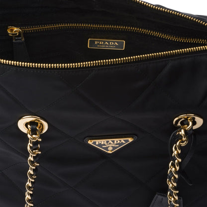 Prada Medium Recycled Nylon Tote Bag in Nero