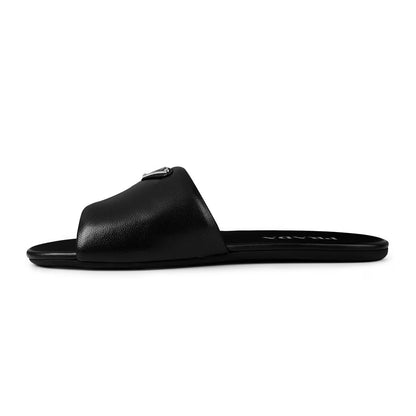 Prada Triangle Logo Puffer Sliders Black
