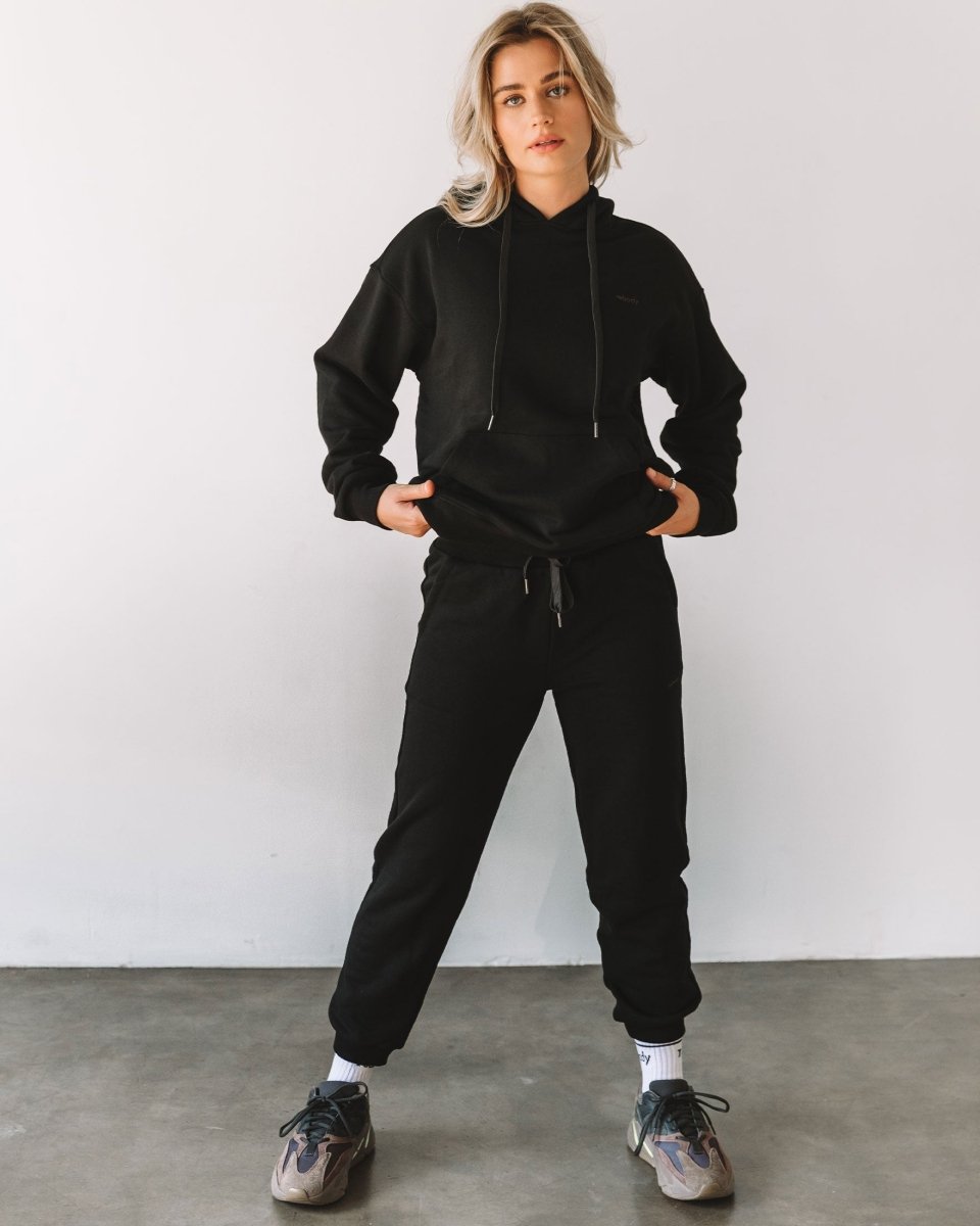 Rebody French Terry Sweatpants for Women - 7/8 Inseam, Baggy Fit, Pockets, Drawstring