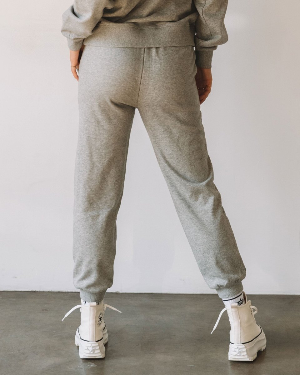 Rebody French Terry Sweatpants for Women - 7/8 Inseam, Baggy Fit, Pockets, Drawstring