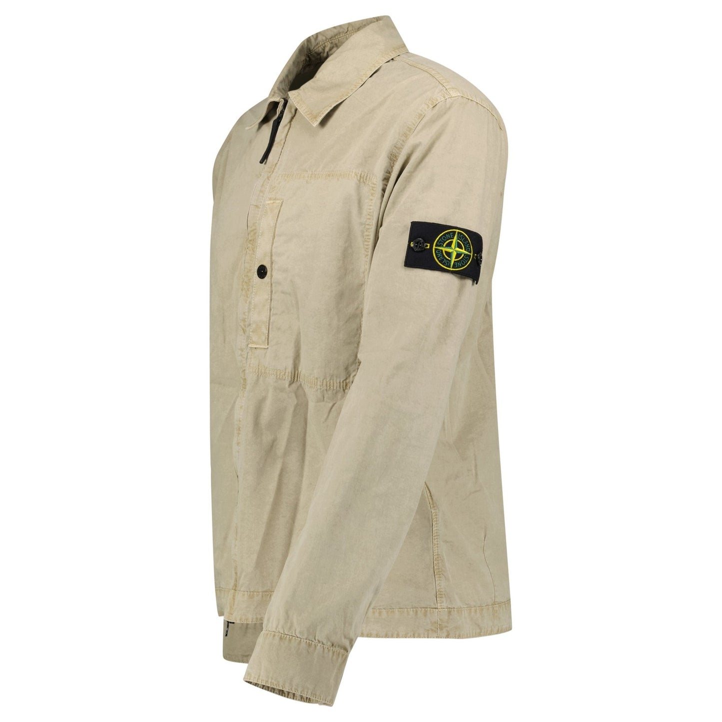 Stone Island Brushed Organic Cotton Canvas Overshirt in Desert