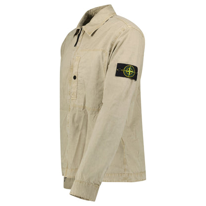 Stone Island Brushed Organic Cotton Canvas Overshirt in Desert