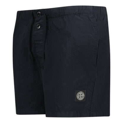 Stone Island Chrome Swim Shorts With Buttons Navy