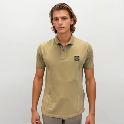 Stone Island Compass Badge Polo T-Shirt Slim Fit Desert