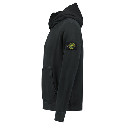 Stone Island Diagonal Fleece Old Effect Hoodie in Black