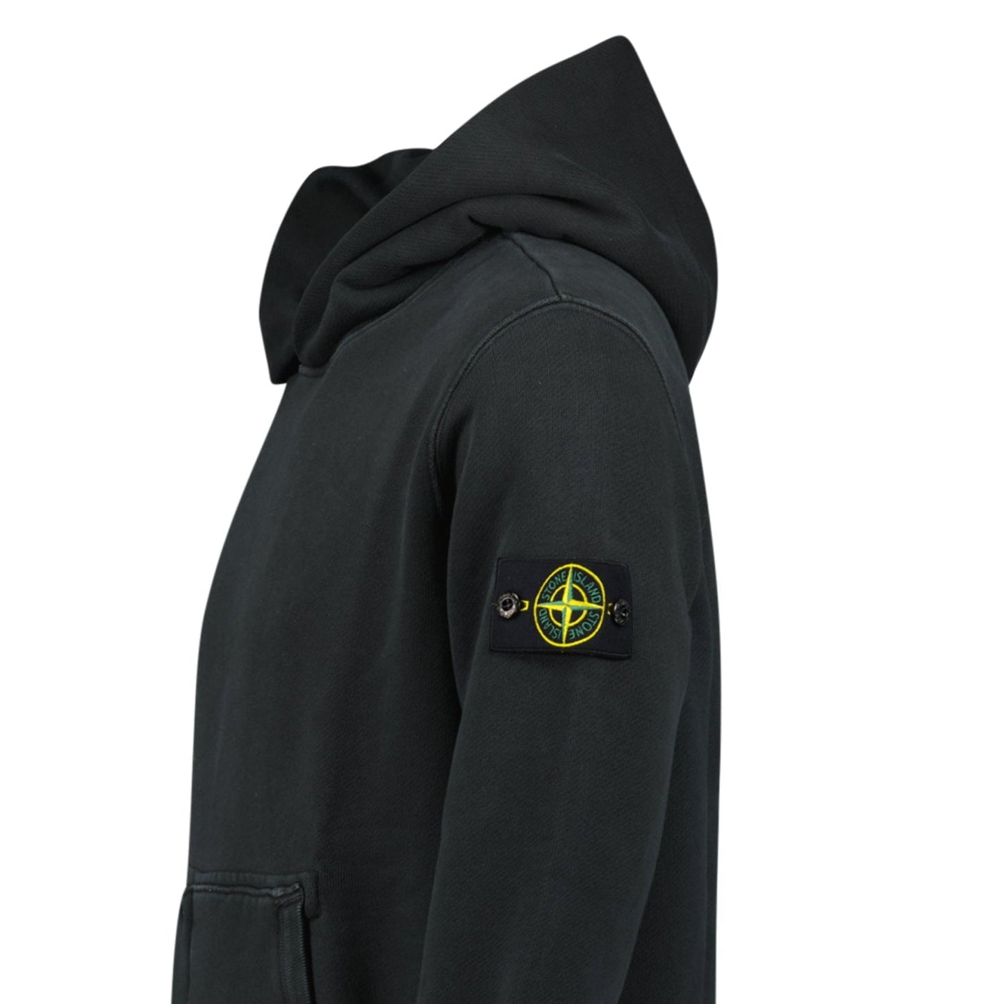 Stone Island Diagonal Fleece Old Effect Hoodie in Black