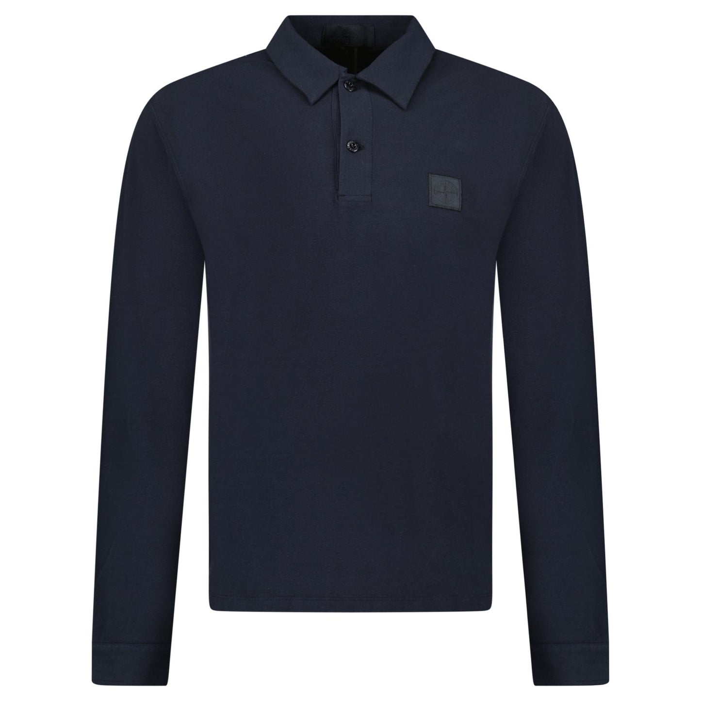 Stone Island Ghost Badge Long Sleeve Polo Shirt in Navy