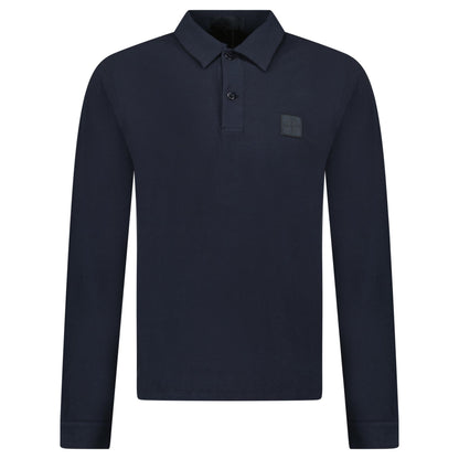 Stone Island Ghost Badge Long Sleeve Polo Shirt in Navy