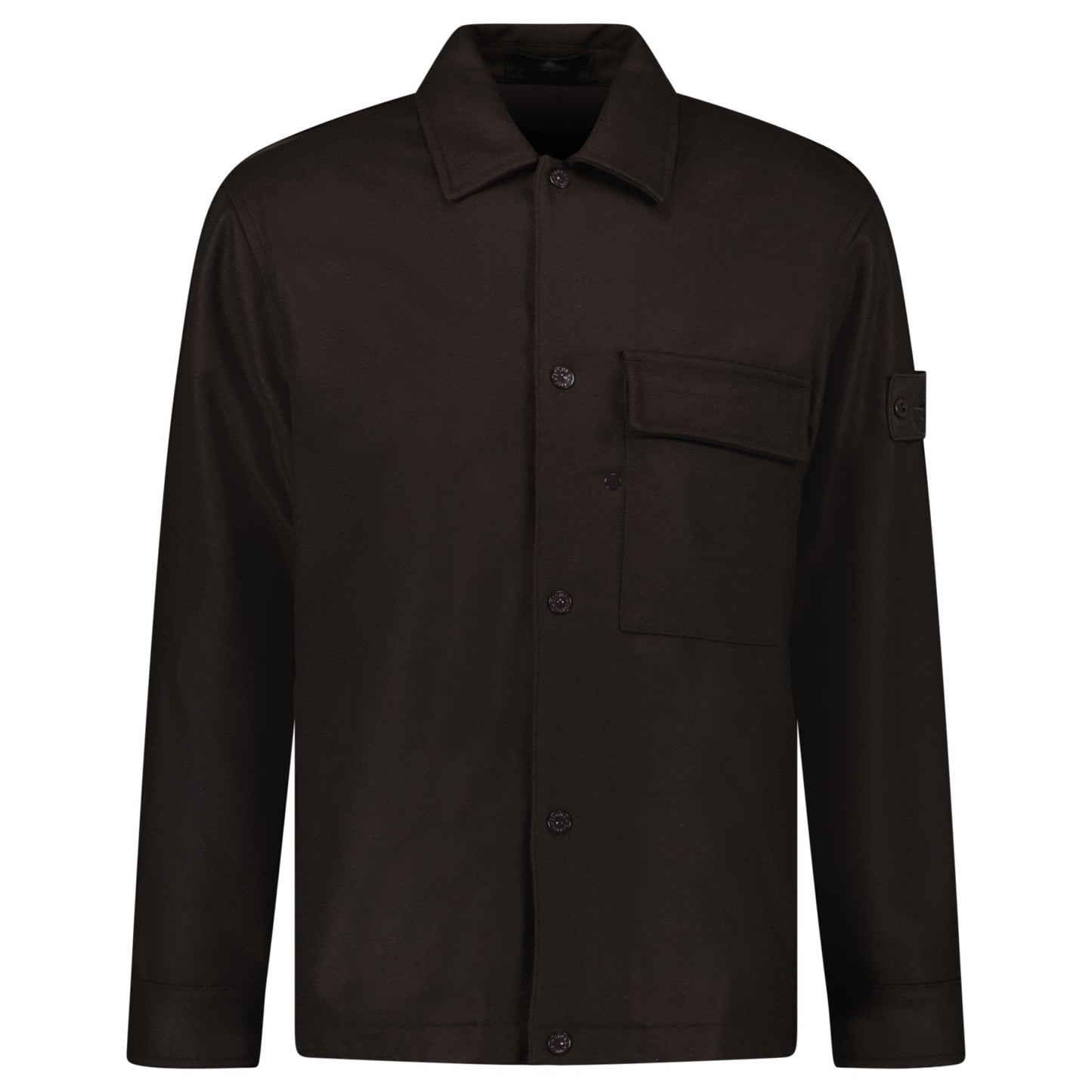 Stone Island Ghost Piece Virgin Wool-Blend Felt Overshirt in Dark Brown