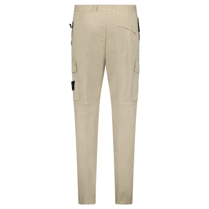 Stone Island Stretch Organic Broken Twill Cotton 'OLD' Effect Cargo Trousers in Beige