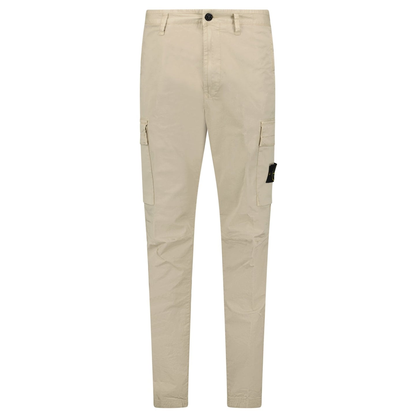 Stone Island Stretch Organic Broken Twill Cotton 'OLD' Effect Cargo Trousers in Beige