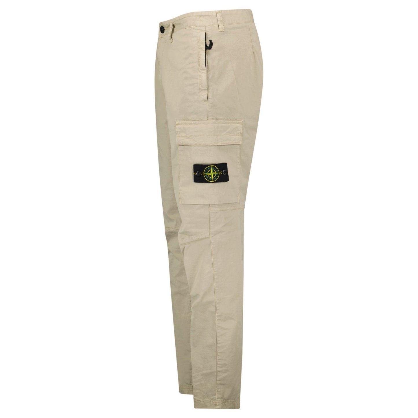 Stone Island Stretch Organic Broken Twill Cotton 'OLD' Effect Cargo Trousers in Beige