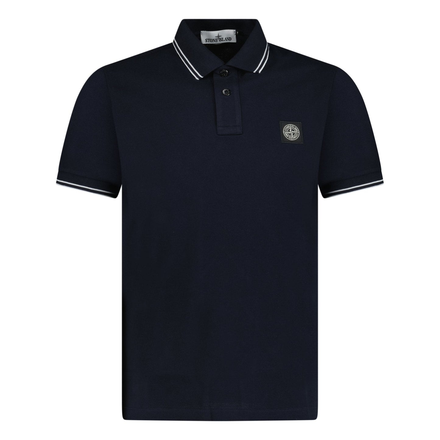 Stone Island Stripe Collar Polo T-Shirt Slim Fit Navy