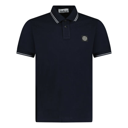 Stone Island Stripe Collar Polo T-Shirt Slim Fit Navy