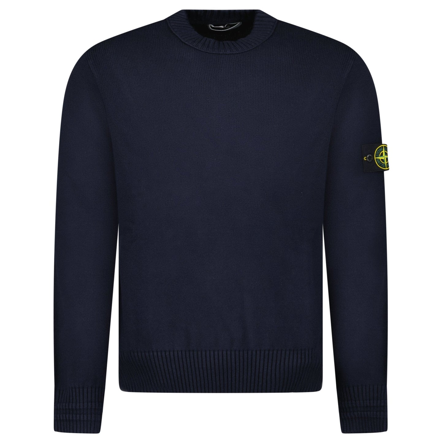 Stone Island Thick Knitted Compass-Badge Sweater in Navy Blue