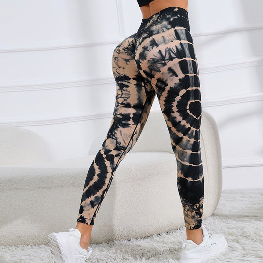 Stylish Women's Seamless Leggings, High Waist Tie Dye Printed, Hip Lifting for Fitness & Running