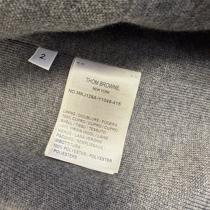 Thom Browne Merino Wool Jersey Stitch Padded 4-Bar Zip-Up Hoodie in Navy