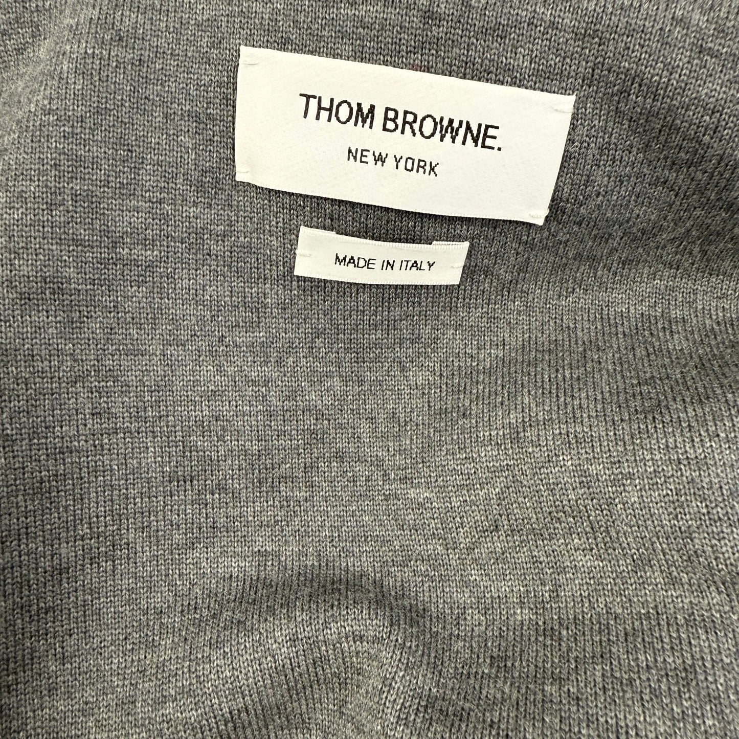Thom Browne Merino Wool Jersey Stitch Padded 4-Bar Zip-Up Hoodie in Navy