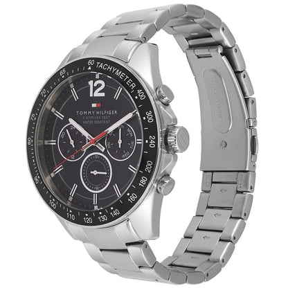 Tommy Hilfiger Men’s Watch Stainless Steel Silver Strap With Black Dial 1791104