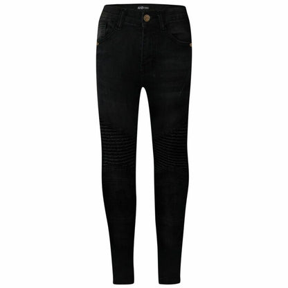 Kids Boys Jet Black Stretchy Jeans Designer's Ripped Skinny Denim Pants Trousers