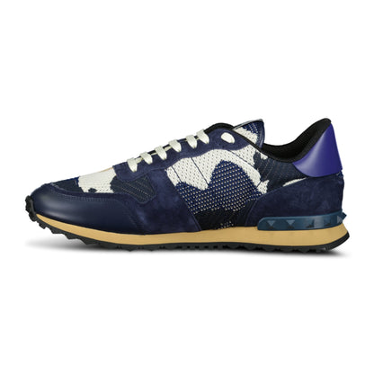 Valentino Garavani Camo Mesh Rockrunner Trainers Navy