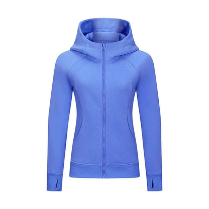 Sports Wear Hoodie Jacket for Women With Thick Zipper - Full Zip Fitness Coat Running Sweater WDQ028