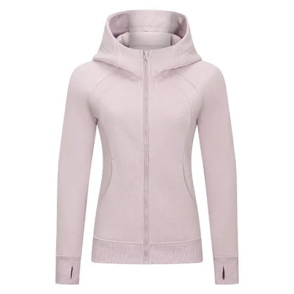 Sports Wear Hoodie Jacket for Women With Thick Zipper - Full Zip Fitness Coat Running Sweater WDQ028