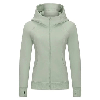 Sports Wear Hoodie Jacket for Women With Thick Zipper - Full Zip Fitness Coat Running Sweater WDQ028