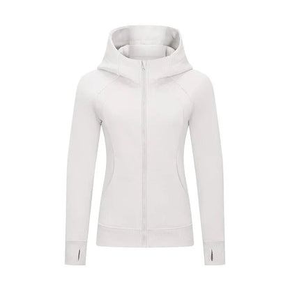 Sports Wear Hoodie Jacket for Women With Thick Zipper - Full Zip Fitness Coat Running Sweater WDQ028